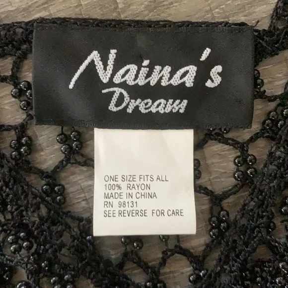 One Size-Black Beaded Tank Top Overlay - Picture 3 of 4